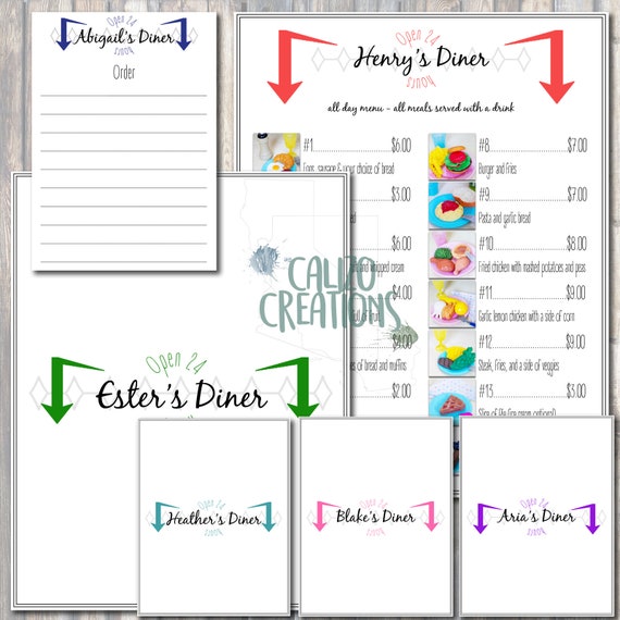 Digital Download Play Kitchen Menu Kids Play Menu Custom Etsy