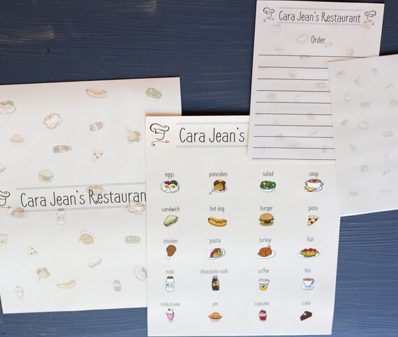 Play Kitchen Menu Personalized Kids Play Menu Play Etsy