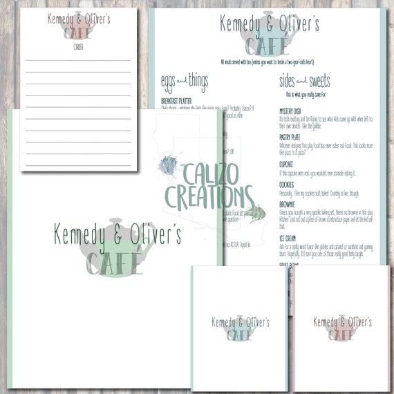 Digital Download Play Kitchen Menu Kids Play Menu Custom Etsy