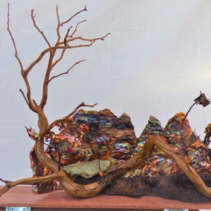 Essence of a Mountain, mixed media art, scupture using natural elements, wood, rock, sand, and copper image 2