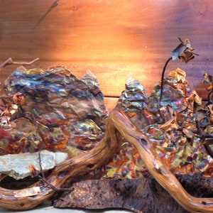 Essence of a Mountain, mixed media art, scupture using natural elements, wood, rock, sand, and copper image 10