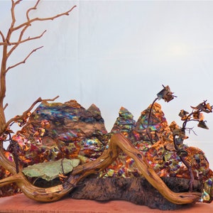 Essence of a Mountain, mixed media art, scupture using natural elements, wood, rock, sand, and copper image 6