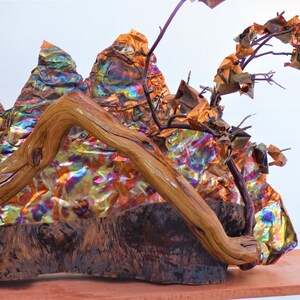 Essence of a Mountain, mixed media art, scupture using natural elements, wood, rock, sand, and copper image 8