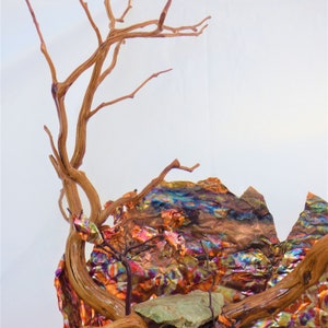 Essence of a Mountain, mixed media art, scupture using natural elements, wood, rock, sand, and copper image 9