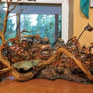 Essence of a Mountain, mixed media art, scupture using natural elements, wood, rock, sand, and copper image 4
