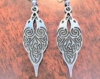 VIKING TWIN RAVEN Earrings, Handmade Jewelry, .925 Sterling Silver Hooks, Celtic, Odin, Huginn & Muninn, Shield Maiden, Crows, Gift Wrapped