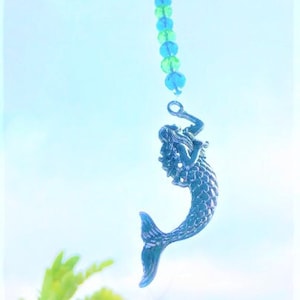 MERMAID CAR CHARM, Handmade Gift, Gift Wrapped, Rear View Mirror, Ornament, Window, Suncatcher, Decoration, Sea Goddess, Siren, Ocean, Beach