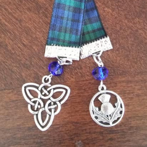 SCOTTISH THISTLE BOOKMARK,  Highlander Outlander Book Mark Trinity Triquearta Luck Protection, Triple Goddess, Holy Trinity, Celtic Triangle