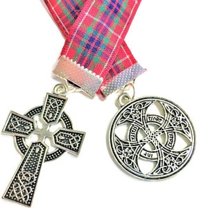 OUTLANDER BOOKMARK= Fiery Cross Book Mark,  13&quot; Handmade, Gift Wrapped, Authentic Edinburgh Tartan, Scottish Highlander Celtic Cross, Gift