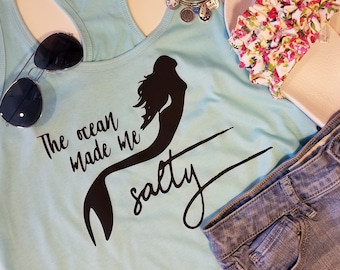 Ladies Tank Top / Camicia sirena / Abbigliamento estivo / Canotta d'estate / Sirena / Regalo per il suo / regalo di laurea / Abbigliamento da spiaggia / Racer indietro