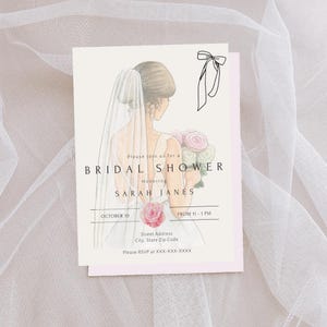 Elegant Bridal Shower Invitation Template: Neutral Colors (PDF Download)