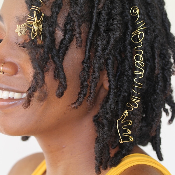 Handmade Gold Loc Jewelry - Yas Queen!  - (Hair Accessory for locs, braids, and twists)