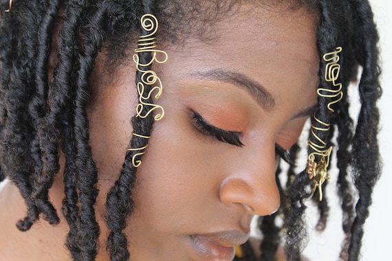 Loc Jewelry Gold BOSS Word Hair Jewelry Accessory for Dreadlocks