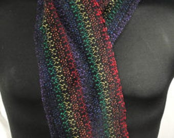 Hand Woven Wool Rainbow Scarf.