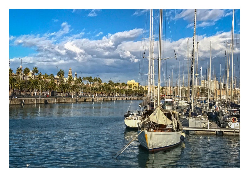 Port Barcelona Spain Catalonia Beach Mediterranean Etsy