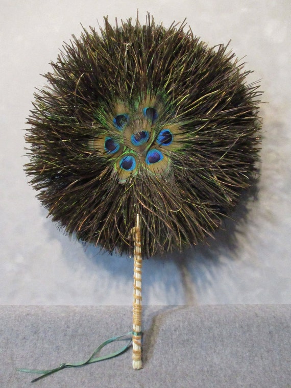 Vintage Peacock Feather Fan