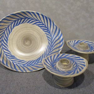 Caltempo Pottery Bowl and Candlesticks set
