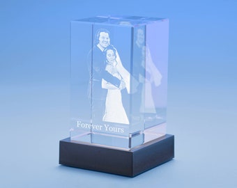3D Wedding Tower (Portrait) Crystal, Laser Engraved with Your Custom Photo by Crystal Clear Memories