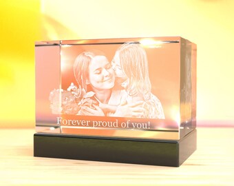 3D Anniversary Brick (Landscape) Crystal, Laser Engraved With Your Custom Photo By Crystal Clear Memories