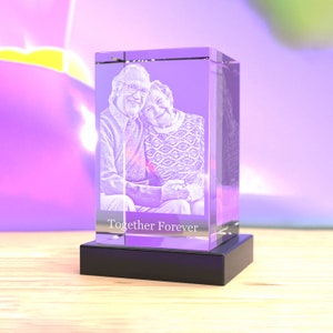 3D Memorial/Bereavement Tower Vertical Crystal, Laser Engraved with Your Custom Photo by Crystal Clear Memories image 1