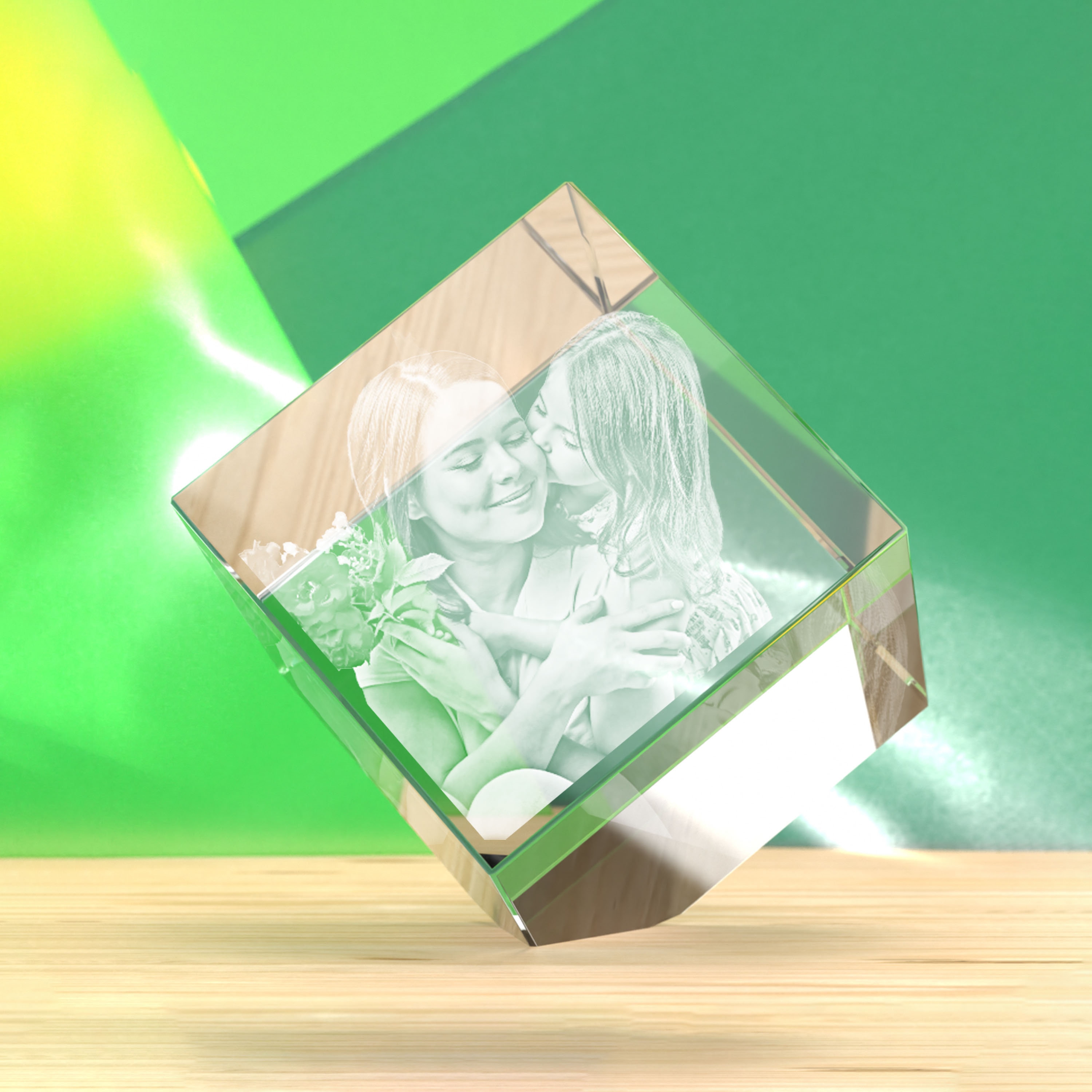3D Cube Crystal, Laser Engraved With Your Custom Photo By Crystal Clear Memories