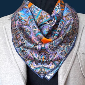 Silk Scarf Square, 100% Mulberry Silk Scarf, Gift For Her, 55x55 cm Silk Neckerchief, Silk Bandana, Silk Twill Scarf For Women Hair Scarf