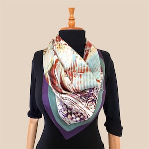 100% Lenço de seda de amoreira, Lenço de cabeça para mulheres, Lenço de seda quadrado de 90 x 90 cm, Lenço de cabelo, Presente para ela, Xale de sarja de seda, Envoltório de cabeça