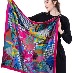 タイムレスな 100% マルベリー シルク スカーフ、女性用ヘッド スカーフ、90 x 90 cm シルク スカーフ スクエア、彼女のお母さんへのクリスマス ギフト、シルク ツイル ショール、ヘッド ラップ