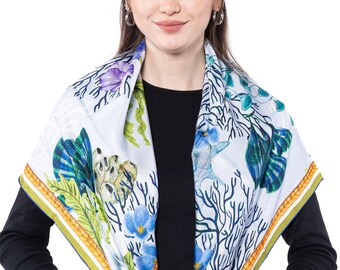 Foulard En Soie 100% RENATO BALESTRA - 90x90 Cm Vintage - Marron - Occasion Très Bon état