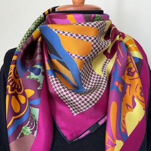 Cachecol feminino atemporal 100% sarja de seda amoreira, lenço quadrado de 90 x 90 cm, presente para ela, mãe, presente de Natal, lenço de cabeça de seda, xale