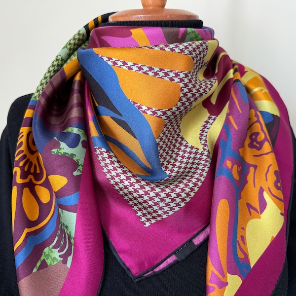Timeless 100% Mulberry Silk Twill Scarf For Women, 90x90 cm Scarf Square, Gift For Her, Mom, Christmas Gift, Silk Head Scarf, Shawl Wrap