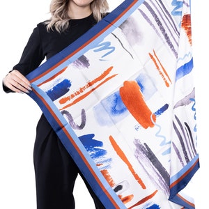 Pintura 100% Mulberry Silk Twill Scarf para mulheres, 93 x 93 cm Lenço quadrado, Presente de Natal para ela, Mãe, Aniversário, Lenço de cabeça de seda, Xale Wrap
