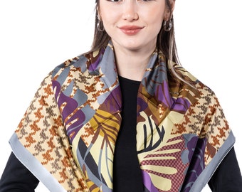 Timeless 100% Mulberry Silk Twill Scarf For Women, 90x90 cm Scarf Square, Gift For Her, Mom, Birthday, Wedding, Silk Head Wrap, Shawl