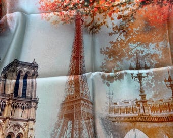 Mulberry Silk Scarf: Paris View Twill Square, Hand-Rolled Edges, 90x90 cm Scarf