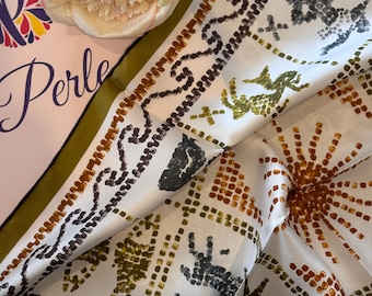 Mulberry Silk Scarf: Horoscope Print Neckerchief, Hand-Rolled Edges