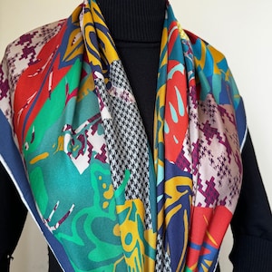 Lenço de seda 100% amoreira para mulheres, lenço quadrado de seda de 90 x 90 cm, presente elegante para ela, mãe, presente de Natal, envoltório de cabeça de seda atemporal, xale