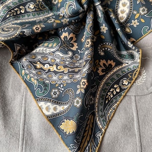 55x55 cm Silk Scarf Square, 100% Mulberry Silk Scarf, Gift For Her, Silk Neckerchief, Silk Bandana, Silk Twill Scarf For Women Hair Scarf