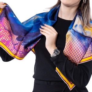 100% Mulberry Silk Twill Scarf para mulheres, 90 x 90 cm Lenço quadrado, presente para ela, mãe, aniversário, casamento, envoltório de cabeça de seda azul primavera, xale