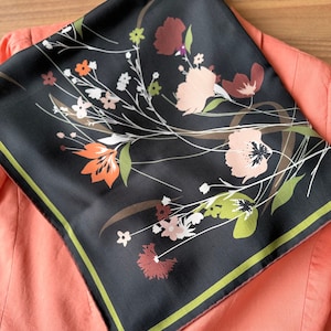 65 x 65 cm Lenço de seda quadrado, 100% lenço de seda de amoreira, presente para ela, lenço de pescoço de seda, bandana de seda, lenço de sarja de seda para mulheres, lenço de cabelo