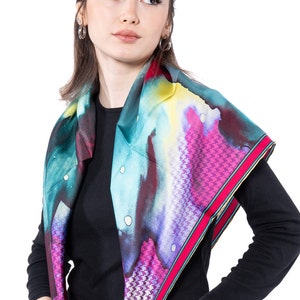 Lenço de sarja de seda para mulheres, lenço quadrado de primavera de 90 x 90 cm, presente para ela, mãe, aniversário, casamento, lenço de cabeça de seda 100% amoreira