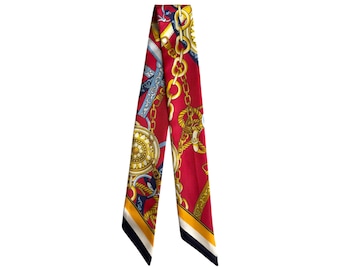 Pure Silk Skinny Scarf: Hair Ribbon, Wrist Wrap, Bag Accessory