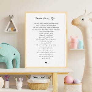 Never Grow Up Taylor Swift Print | Minimalist Wall Art | Downloadable Lyric Poster | Swiftie Home Decor | Digital Download