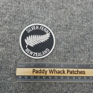 New Zealand Silver Fern Flag Patch Round Embroidered Iron On