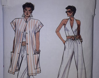 loose fitting jumpsuit shorts or pants pattern Jumpsuit Women/'s Size 8 10 12 Buttoned Front Dressy UNCUT Very Easy Very Vogue 9499