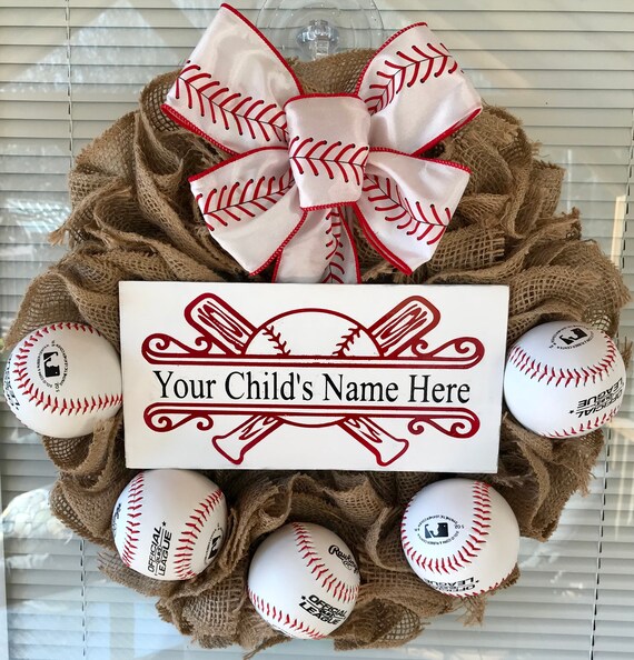 Baseball Wreath Burlap Wreath Softball Wreath Personalized Wreath Sports Wreath Front Door Wreath Summer Wreath Spring Wreath