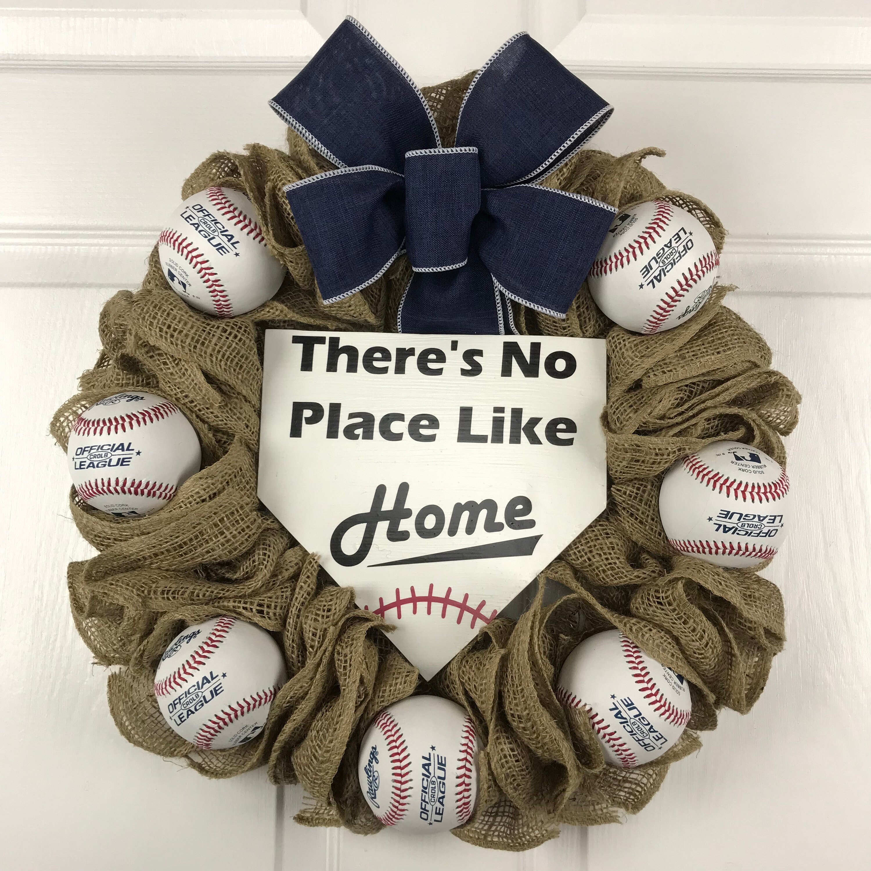 Baseball Wreath Christmas Gift Burlap Wreath Front Door Etsy