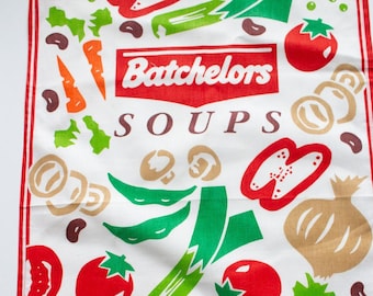 Vintage 'Batchelors Soups' Advertising Tea Towel, Vintage Advertising, Vintage Kitchen, Vintage Textiles