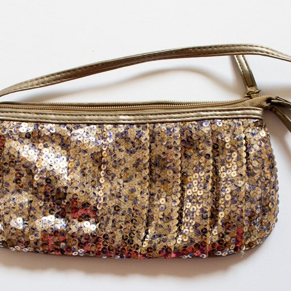 Vintage Gold Sequin Clutch Handbag or Purse, Vintage Bags, Vintage Textiles, Vintage Fashion