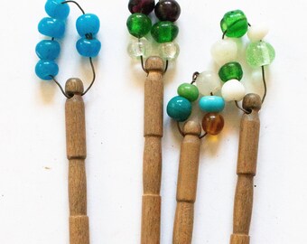 Vintage Wooden Lace Crochet Bobbins (4), Vintage Lace Making, Sewing Notions