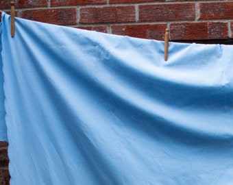 Large Vintage Blue Cotton Tablecloth with Scalloped Edge, Vintage Textiles, Vintage Kitchenalia, Vintage Kitchen